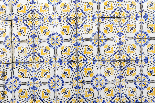 Azulejos pattern on the building in Pernambuco, Brazil.