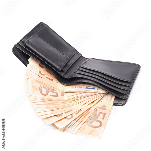 Wallet full of money isolated