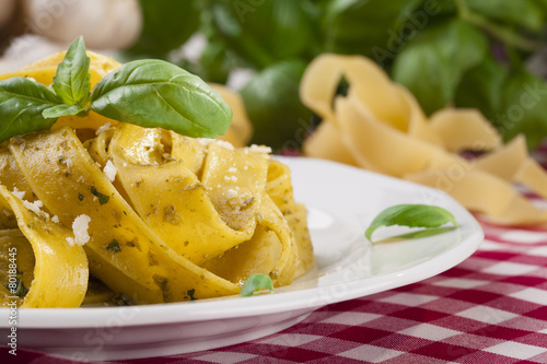 Pasta tagiatelle with pesto