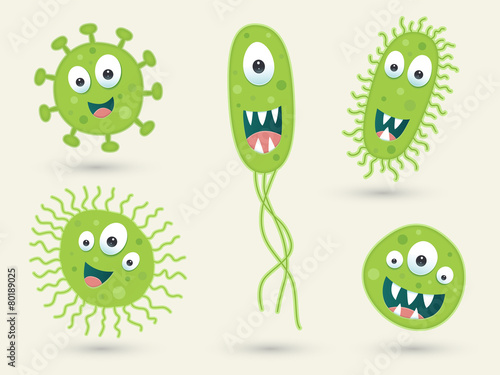 A set of cute green germ characters
