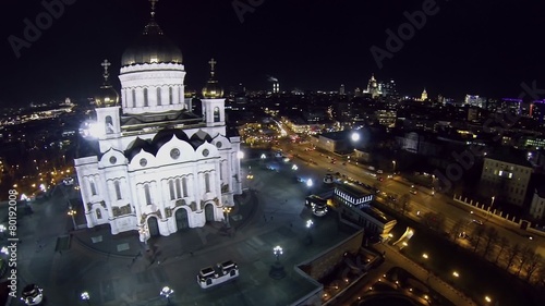 City  traffic on streets near Christ the Saviour Cathedral