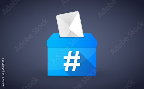 Blue ballot box with a hash tag