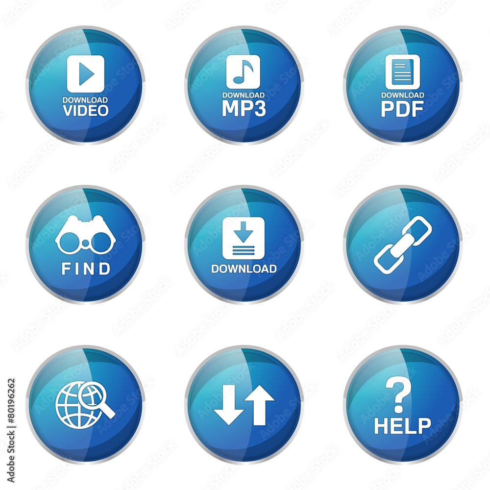 Multimedia Web Internet Blue Vector Button Icon Design Set Multimedia Web Internet Blue Vector Button Icon Design Set