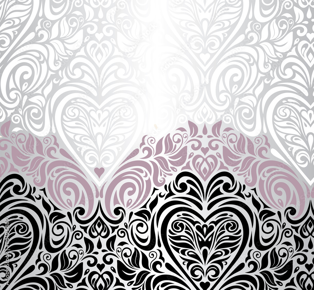 Pink silver and black wedding vintage invitation background Stock