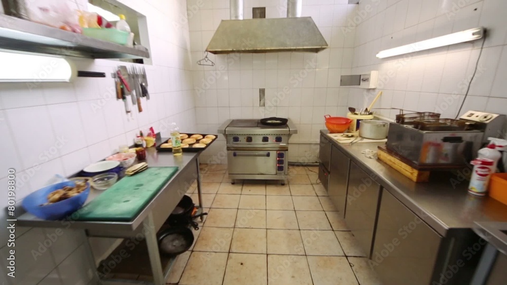 Kitchen of the restaurant with different kitchenware Kitchen of the restaurant with different kitchenware