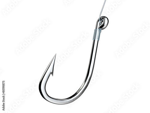 Фотография Metal fishing hook isolated on white background