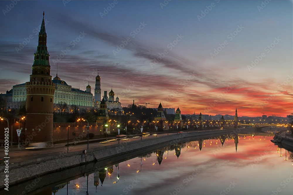 sunrise over the Moscow Kremlin