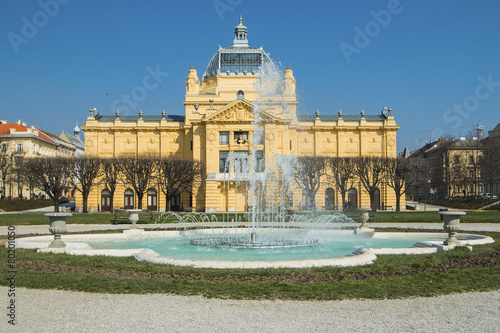Fountain and art pavilion in center of Zagreb, Croatia