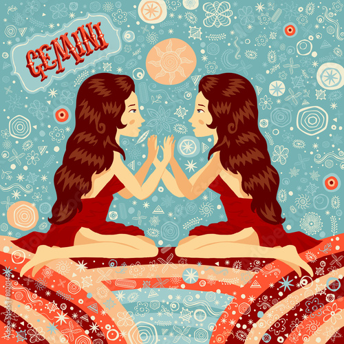Astrological zodiac sign Gemini. Part of set of horoscope signs