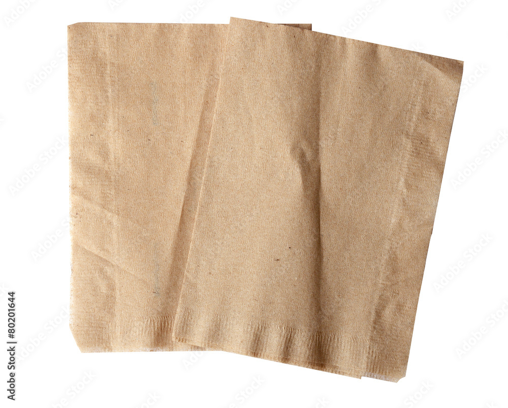 brown napkin isolate on white (clipping path) brown napkin isolate on white (clipping path)