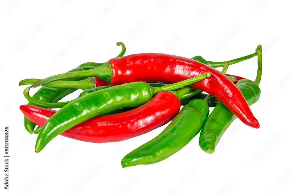 Group of chili pepper isolated on a white background
