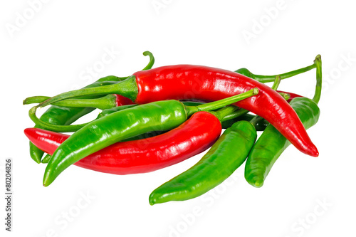 Group of chili pepper isolated on a white background