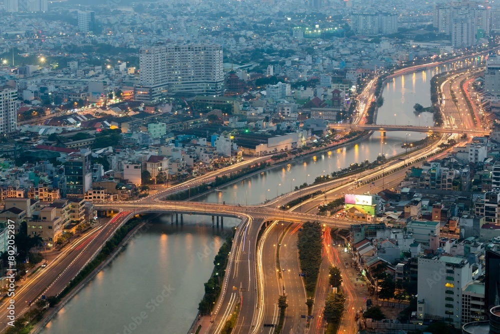 Obraz premium Aerial wiew of Ho Chi Minh city
