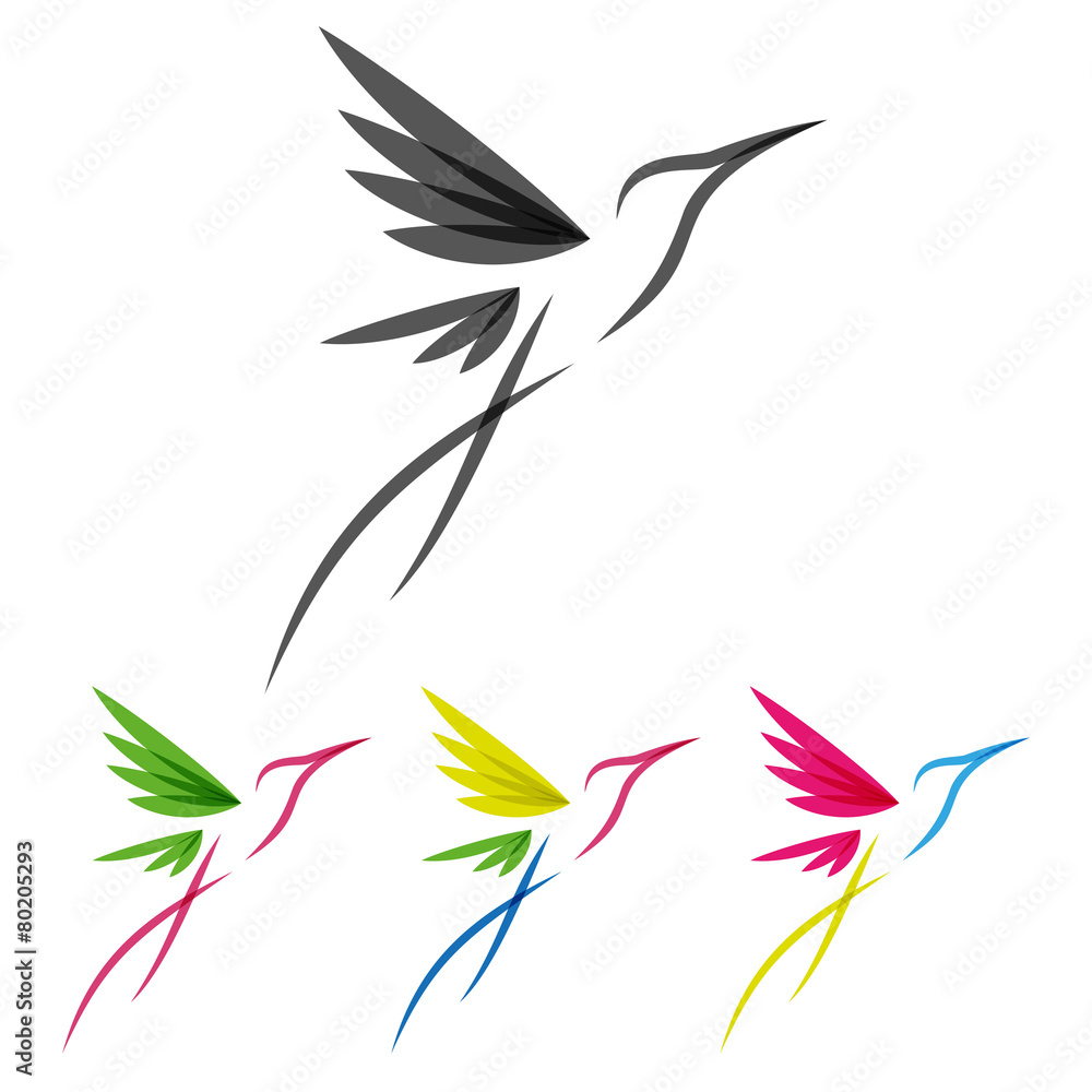 Colored stylized colibri Colored stylized colibri
