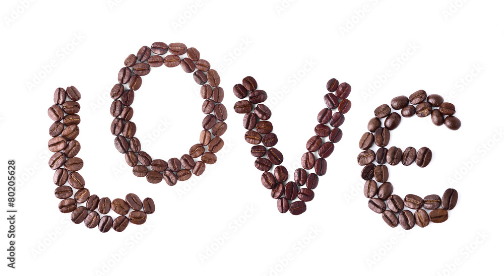 coffee beans in shape of massage on white coffee beans in shape of massage on white
