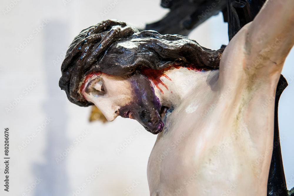 Close-up of Jesus Christ crucified on the cross to die