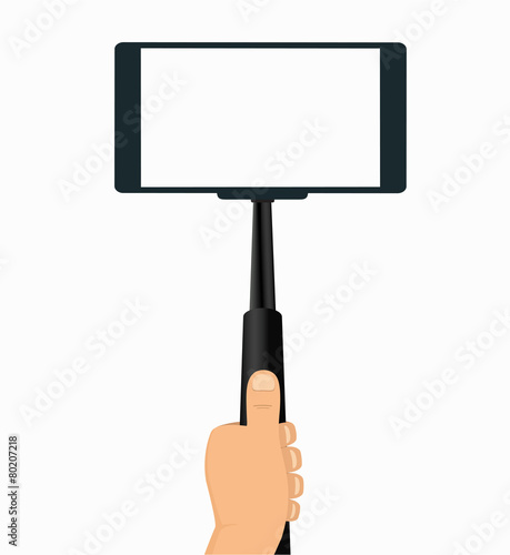 Monopod in Hand Taking Selfie on a Mobile Phone, Tool For Phones