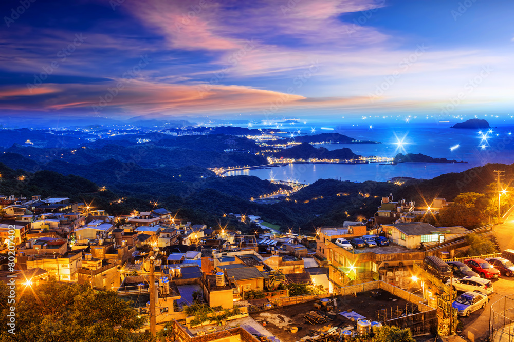 The seaside mountain town scenery in Jiufen, Taiwan