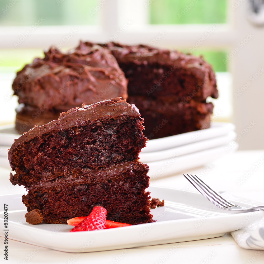 Fresh home made sticky chocolate cake Fresh home made sticky chocolate cake