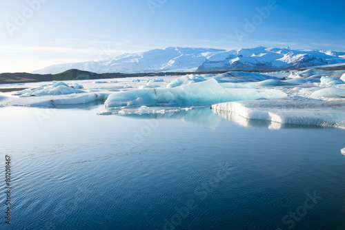 Jokulsarlon, a large glacial lake in southeast Iceland