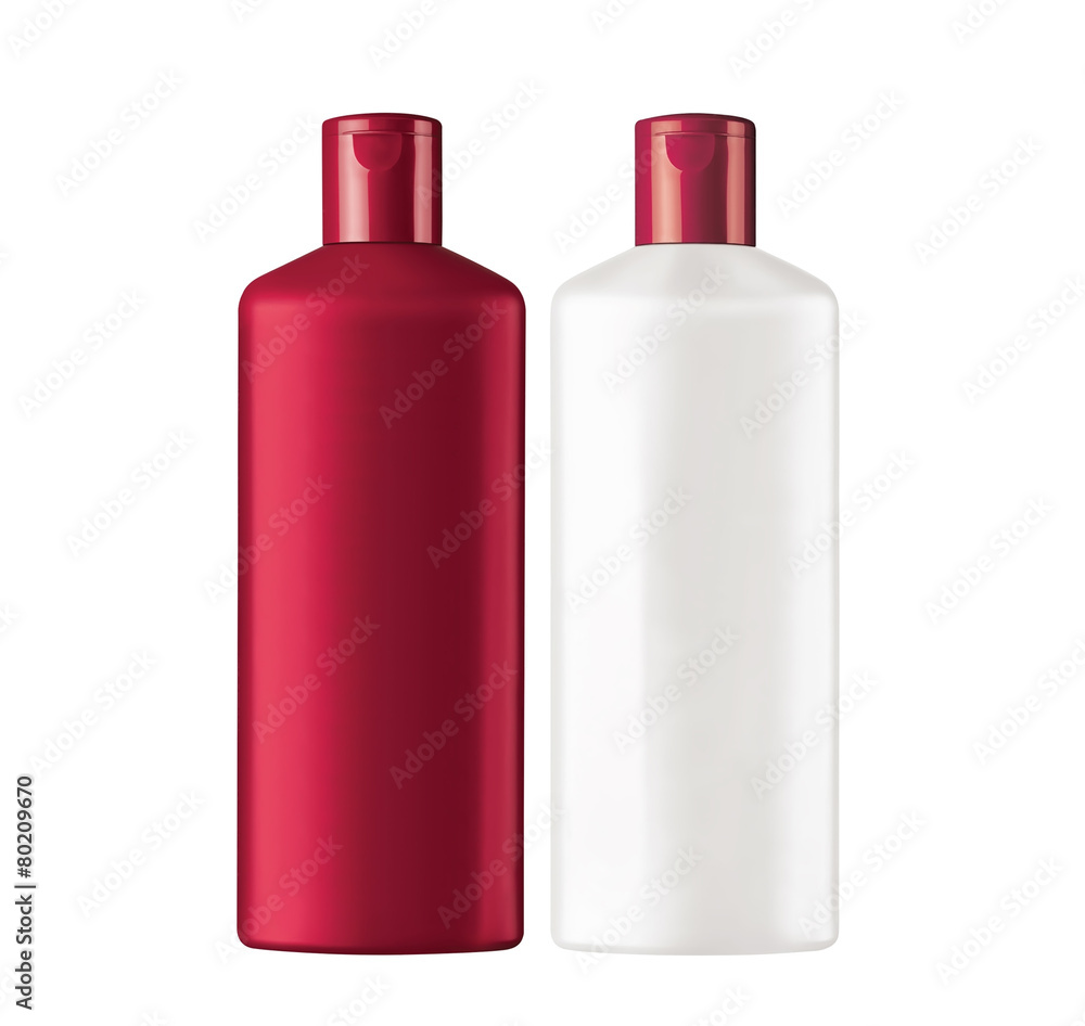 Plastic bottles shampoo isolated on white background - obrazy, fototapety, plakaty 
