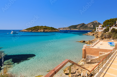 View of beautiful beach in Camp de Mar  Majorca island  Spain