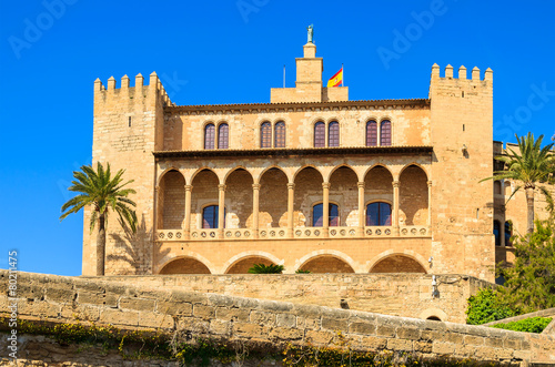 Famous Almudaina Royal Palace in Palma de Mallorca town  Spain