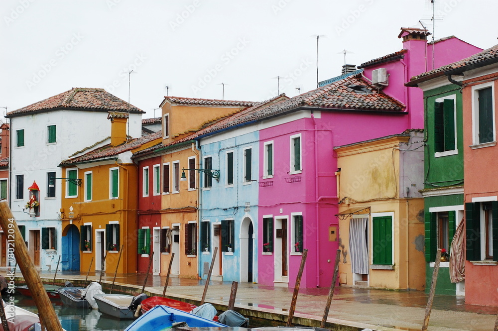 Houses and canal, Burano Island, Venice, Italy