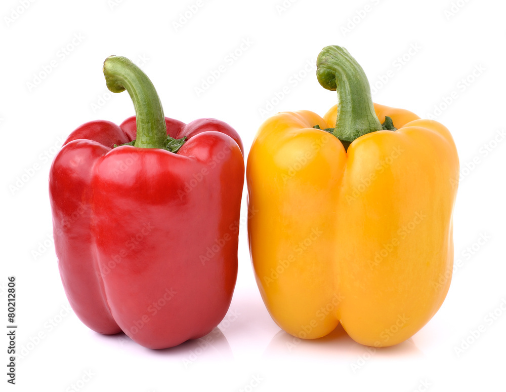red and yellow pepper bell isolated on white background red and yellow pepper bell isolated on white background