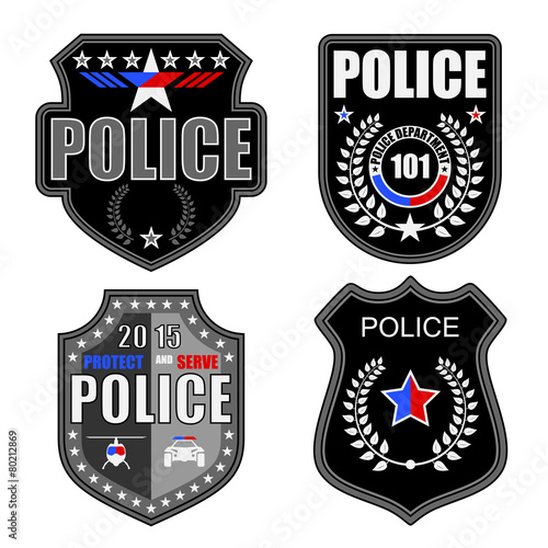 Set of police law enforcement badges and logo patches
