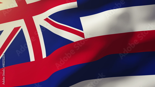 hawaii flag waving in the wind. Looping sun rises style