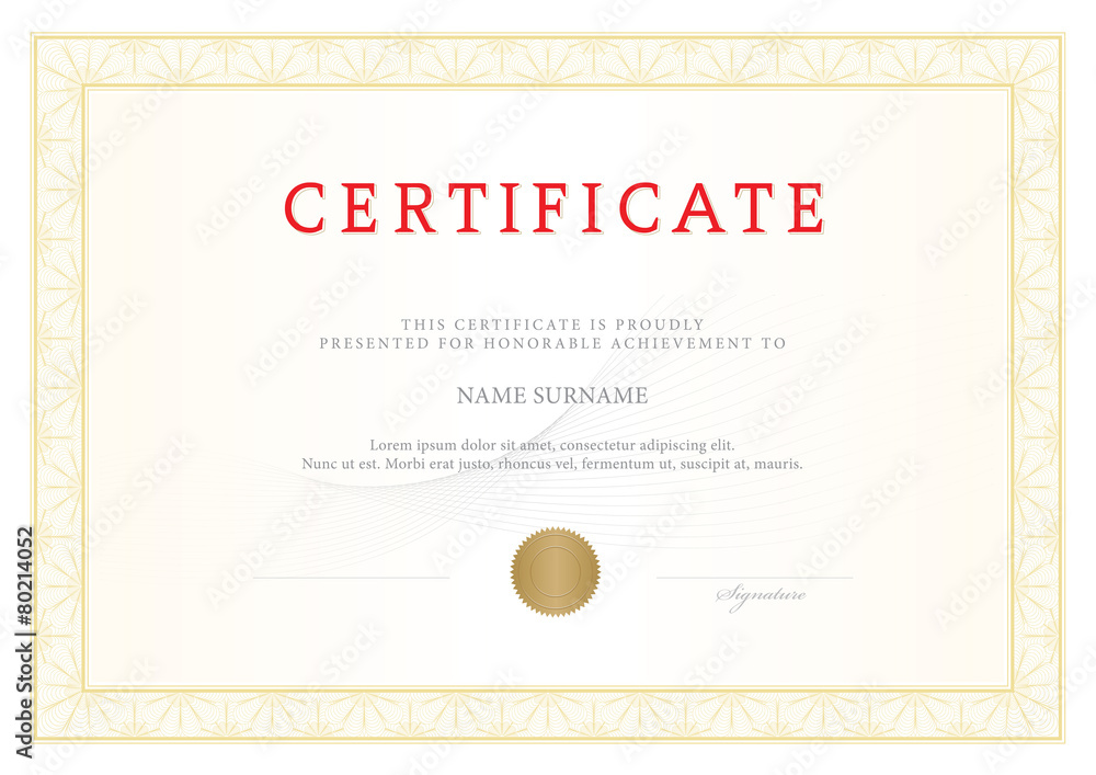 Certificate, Diploma of completion, vector design template Certificate, Diploma of completion, vector design template