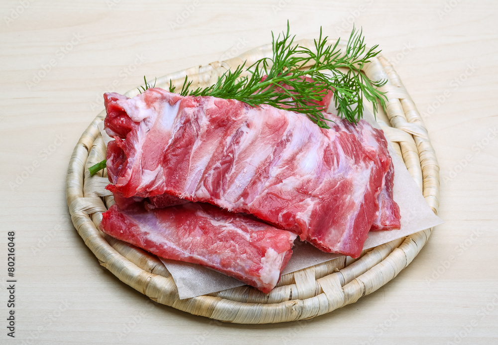 Raw pork ribs