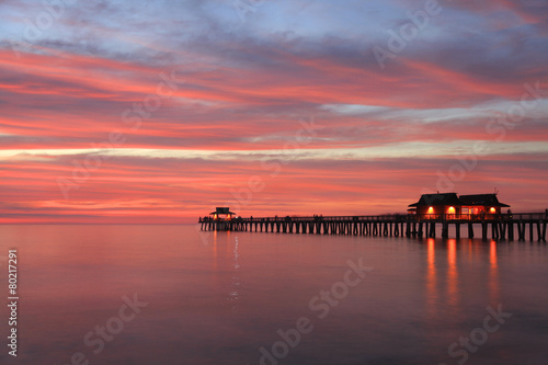 Naples Pier at sunset  Gulf of Mexico  USA