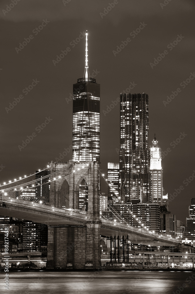 Manhattan at night - obrazy, fototapety, plakaty 