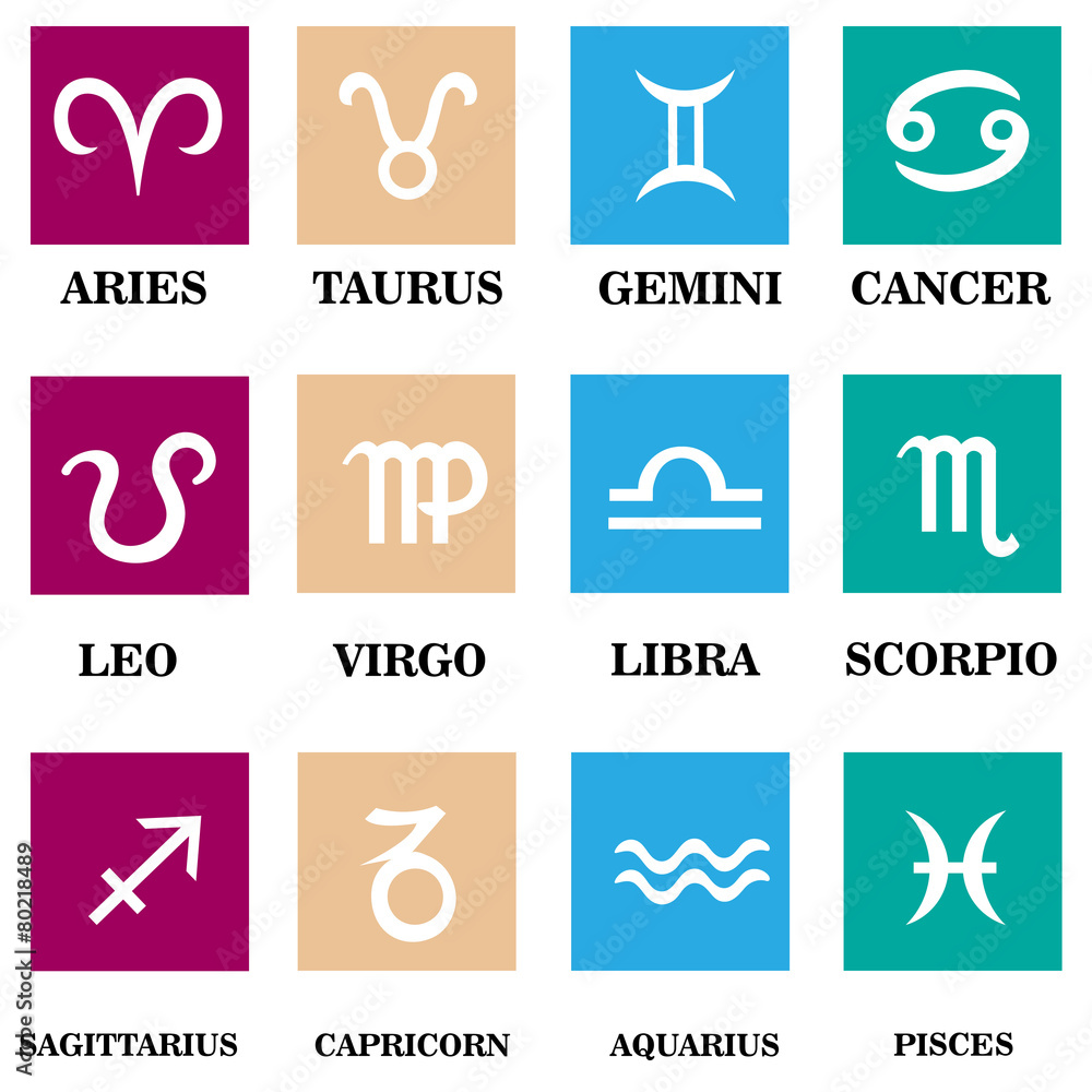Zodiac sign in square frame Zodiac sign in square frame