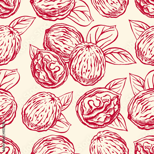 seamless background with walnuts