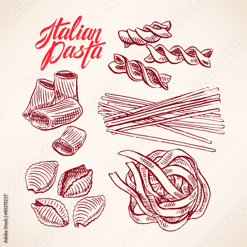 set with sketch pasta