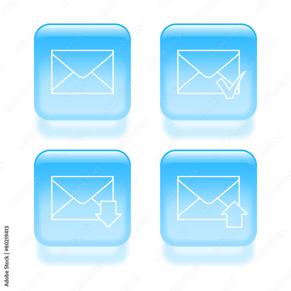 Glassy email icons. Vector illustration Glassy email icons. Vector illustration