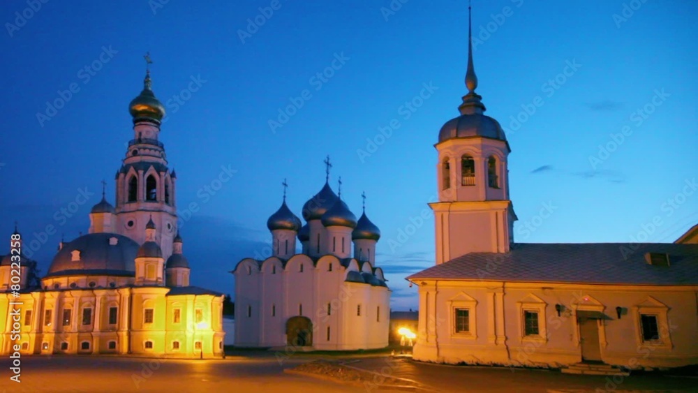 Kremlin square in night in Vologda, Russia Kremlin square in night in Vologda, Russia