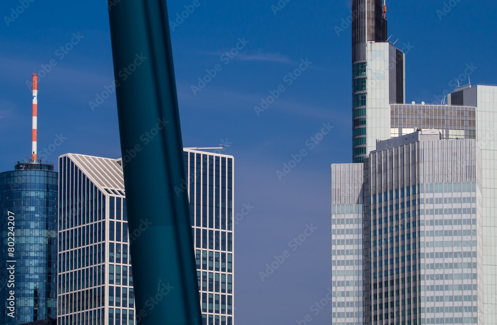 Obraz premium Facades of dynamic skyscrapers in Frankfurt, Germany