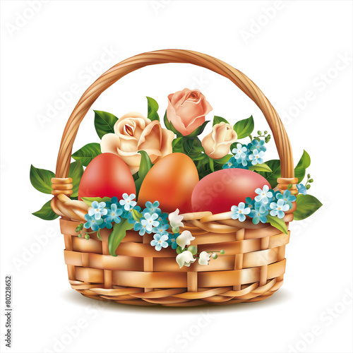 Easter basket on white. Vector