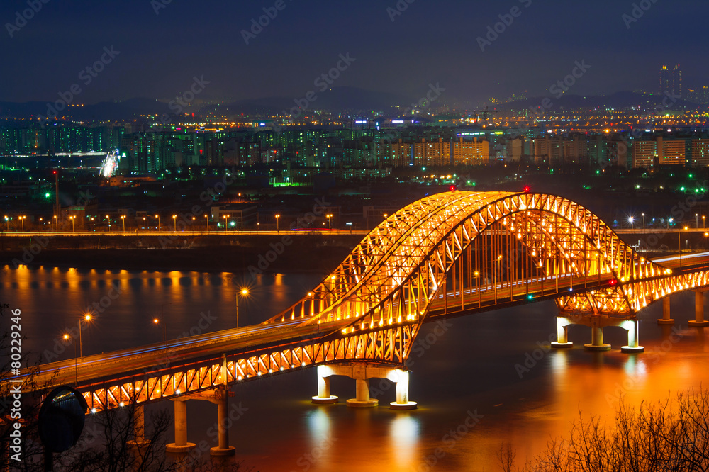 Obraz premium Banghwa bridge at night,Korea