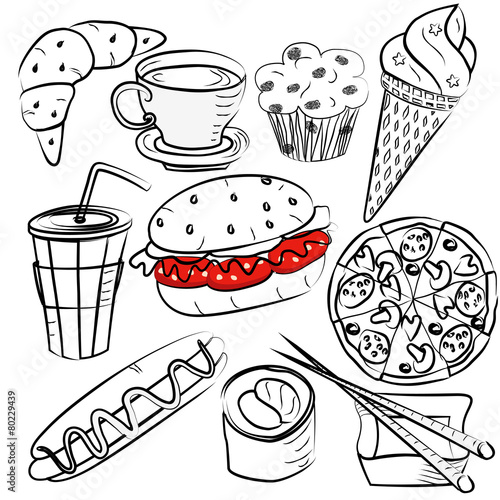 Food collection. Hand drawing sketch