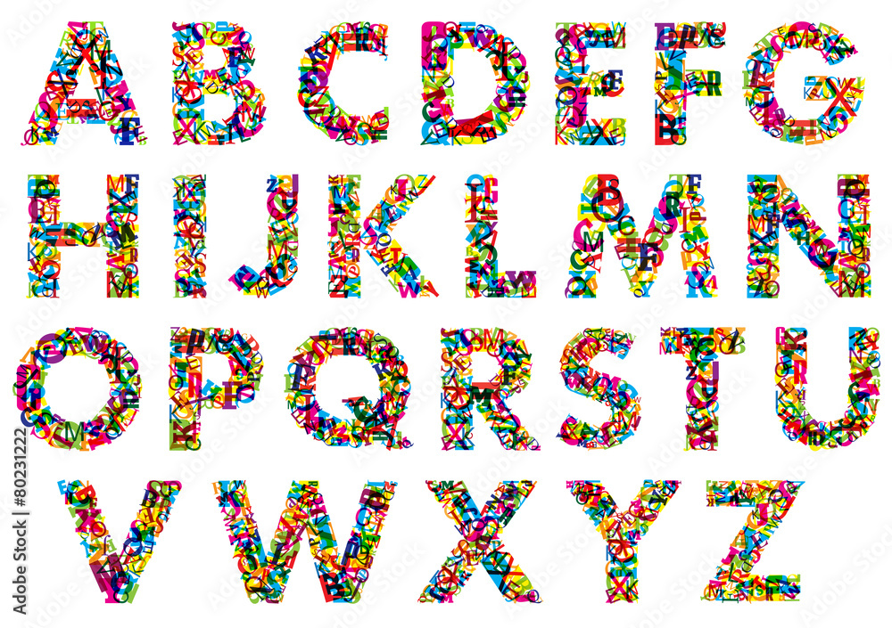 Naklejka premium Colorful upper case alphabet letters