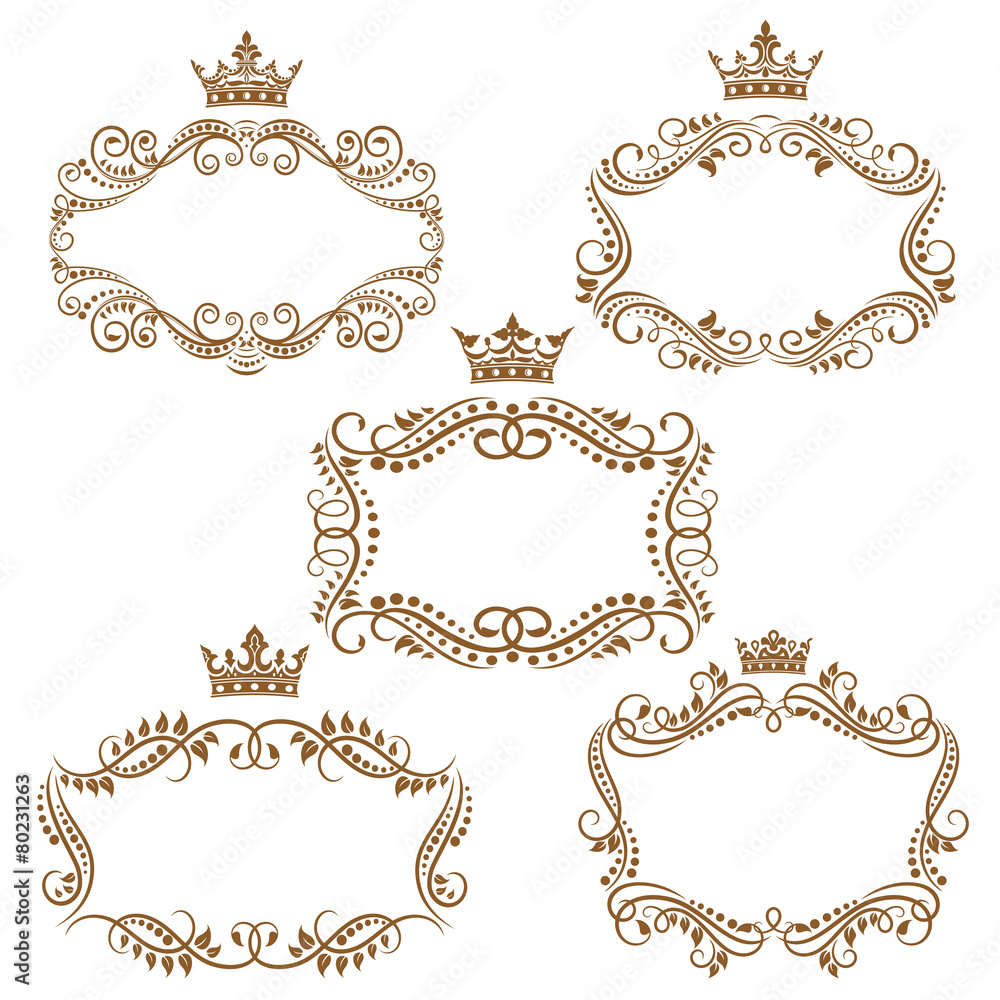 Naklejka premium Royal vintage brown borders and frames