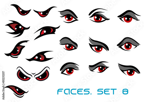 Danger monster and evil red eyes set