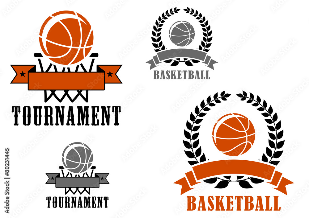 Basketball sport emblems or badges