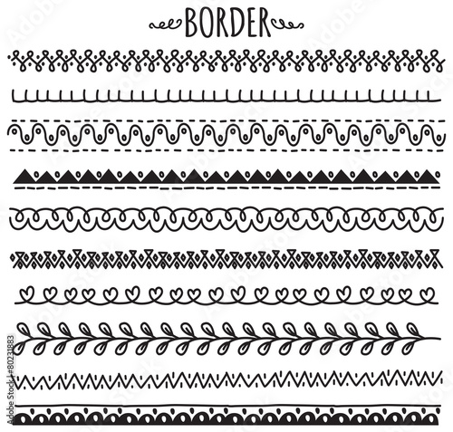 set of decorative hand drawn border