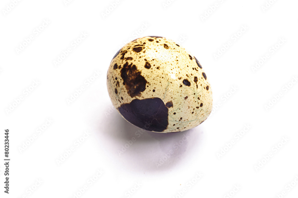 Crack quail eggs on white background Crack quail eggs on white background